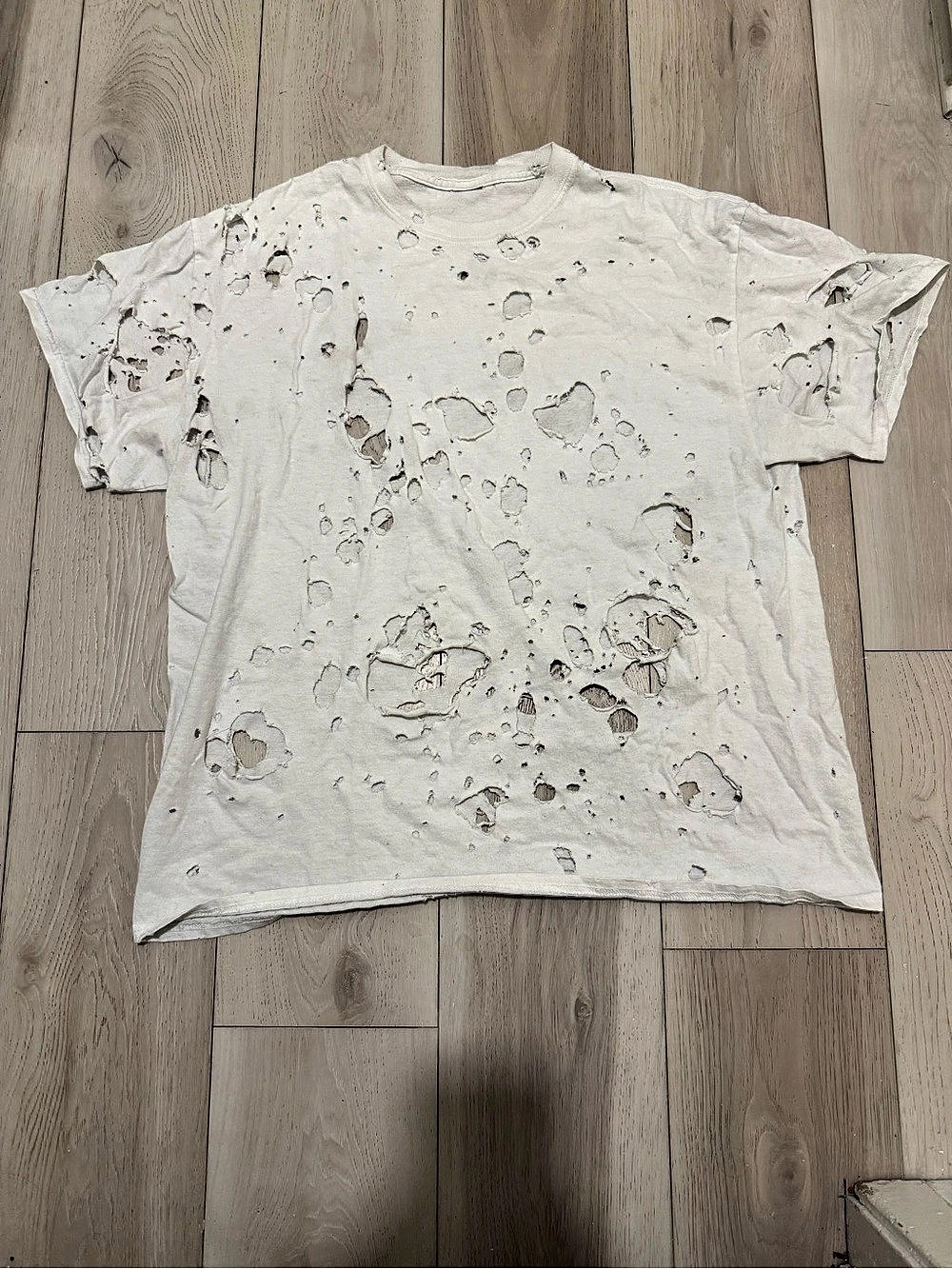 Urban Outfitters- Distressed Short Sleeve Tee in White
